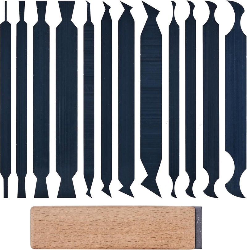 HERMIT TOOLS New Cabinet Scraper Cards asnd Cabinet Scraper Burnisher with 12 Piece Multi-Shaped Scraper Set Suitable for Various Small space and Small-Sized Tasks(HTCSCS13) - Image 1